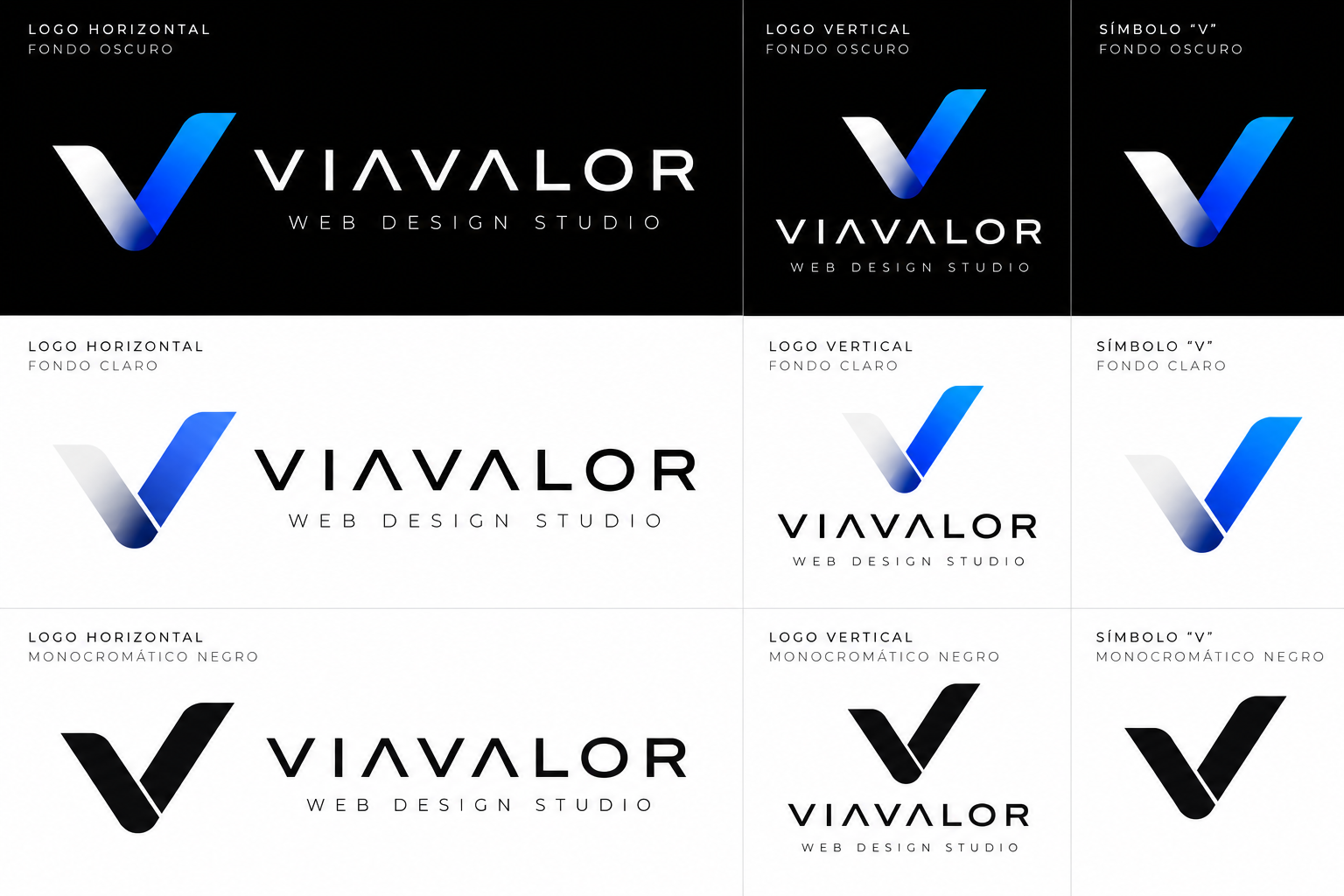 VIAVALOR Web Design Studio — original blue and white V logo